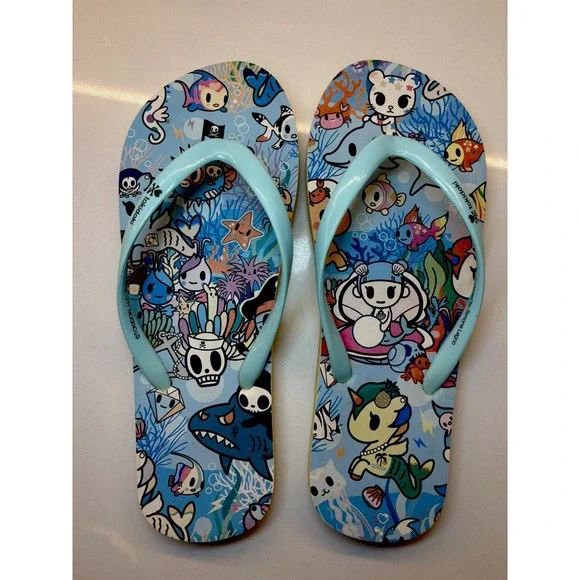 Tokidoki Simone Legno Designed Flip Flop Sandals size 5/6 - Picture 1 of 9
